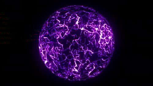 Futuristic Energy Sphere with Purple Electrical Plasma Animation