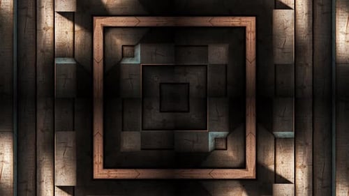 Abstract Wooden Square Tunnel Loop Background Animation