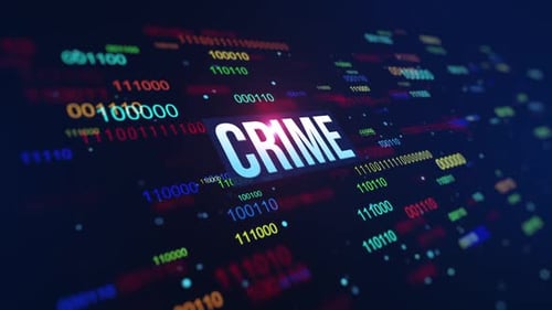 Digital Crime Concept with Animated Binary Code Data