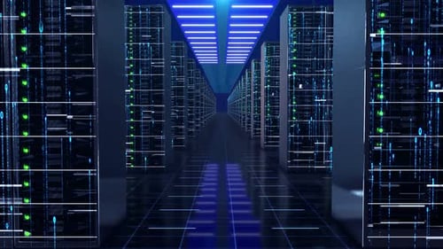 Futuristic Data Center Server Room Technology Animation