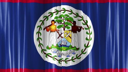 Belize Flag Waving Loop Animation with National Emblem