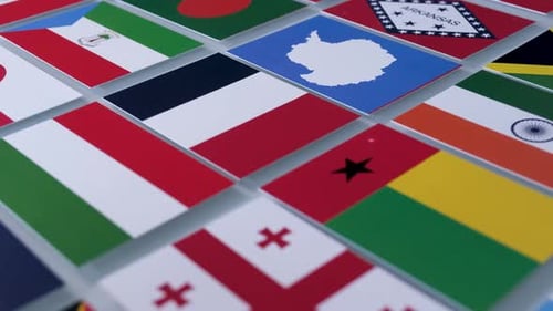 Array of Colorful National Flags in a Grid