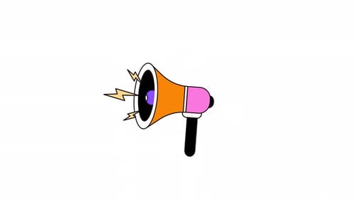 Animated Megaphone Icon with Lightning Bolts
