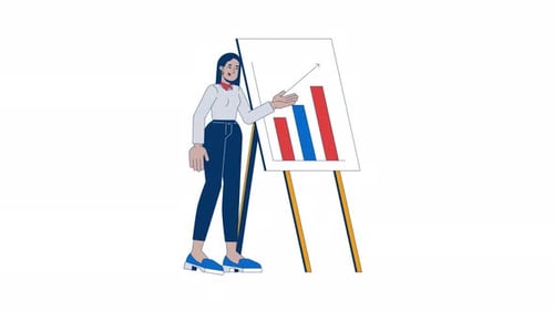 Middle eastern woman conducts presentation 2D character animation