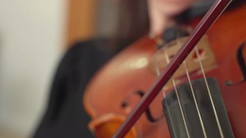 close up violin playing fingers, slow motion