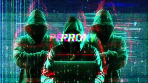 Proxy On Hack Screen And Data Matrix Simulation With Futuristic Hud Screen