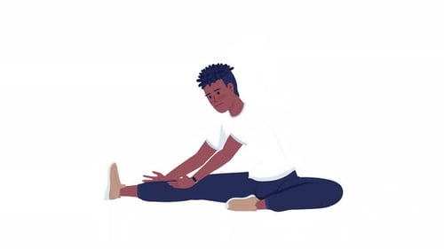 Animated Man Stretching on Floor Flat Design