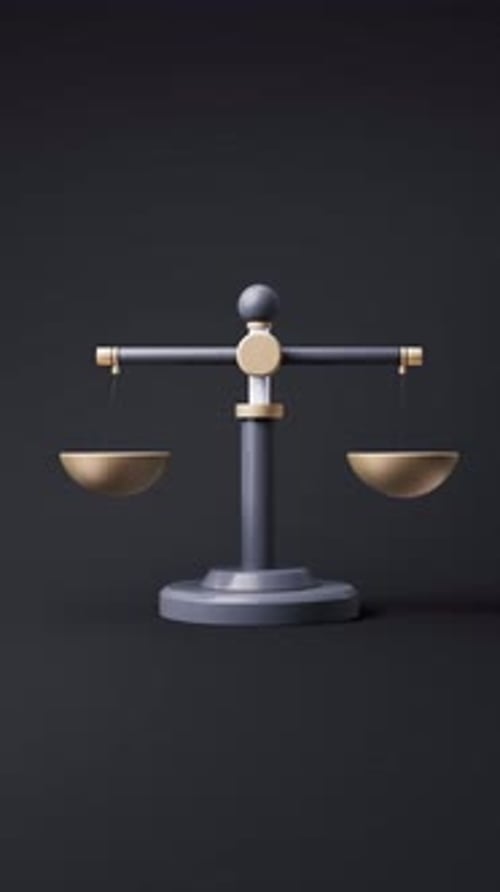 Loop animation of judgment balance scale with equity concept