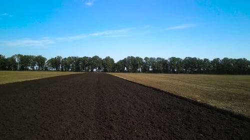 Tractors plowing the field in Ukraine