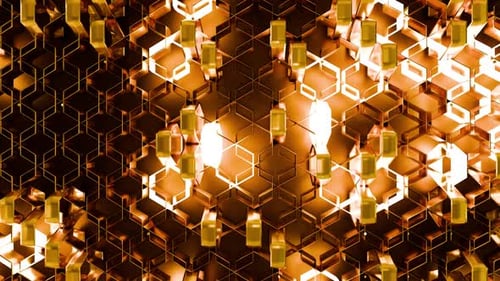 Golden Seamless Geometric Hexagon Pattern 01 HD