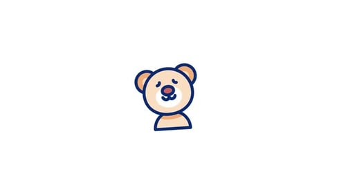 Animated Cartoon Bear Head Winking and Smiling