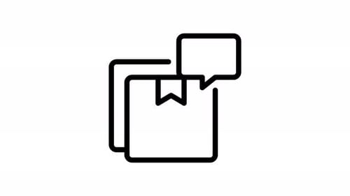 Animated Minimalist Line Art Icon of Books and Speech Bubble