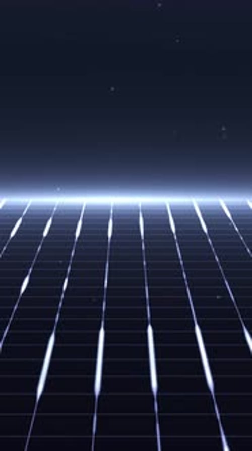 Futuristic Neon Grid Tunnel Loop Background
