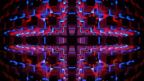 Red And Blue Neons Moves In Rectangles Background Vj Loop In 4K