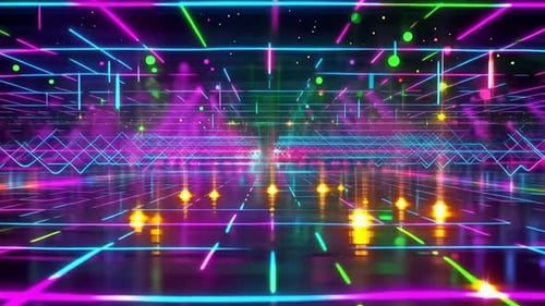 Boucle de paysage numérique Synthwave rétro colorée