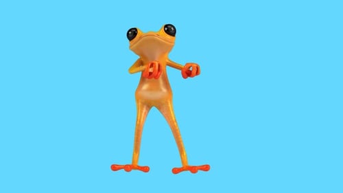 Lustiger 3D-Cartoon-Froschtanz (inklusive Alpha-Kanal)