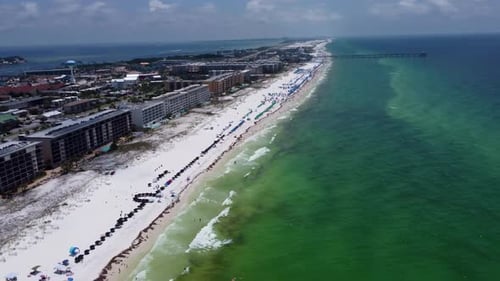 Aerial view of hotel Buildings resorts on fort Walton beach destin Florida. Waterfront beach Resort