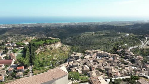 Aerial video of Italian Medieval village of Gerace, Calabria