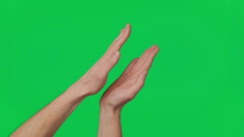 Male Hand Touching Clicking Tapping Sliding and Swiping on Chroma Key Green Screen Background