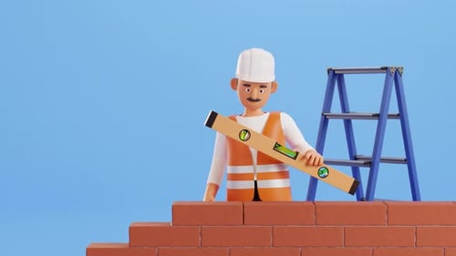 Анимация персонажей Builder. Строитель. Профессиональный рабочий, архитектор, инженер