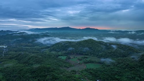 Beautiful aerial view of the valley landscape in the morning.
