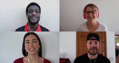 Multiracial People Talking on Video Call Africa