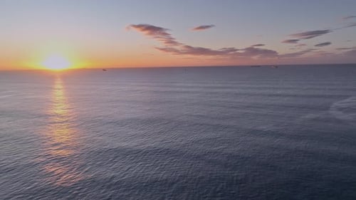 Aerial view of sunrise over ocean