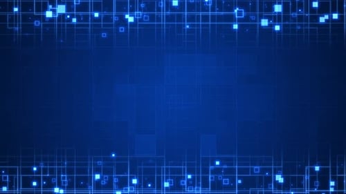 Futuristic Digital Grid Network Background with Glowing Squares