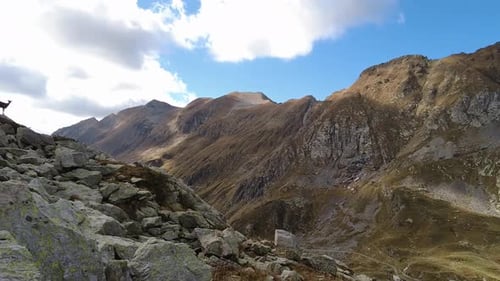 Mountain Landscape With Ibexes On The Ridge
