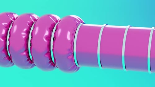 Befriedigende Animation in 3D-Schleife mit pinkfarbener, aufblasbarer 3D-Illustration aus Textil