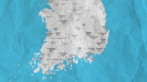 South Korea, Paper Travel Map, Slider Shot
