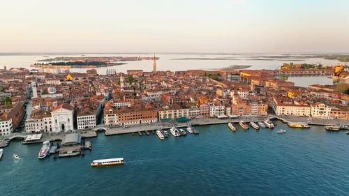 Aerial drone view of Venice City, Italy in daytime