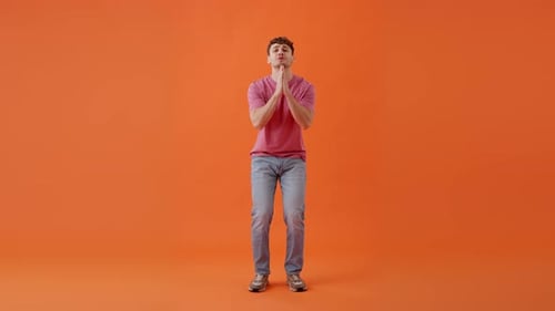 Young Adult Pleading for Help in Studio