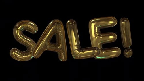 3D Golden Balloon Sale Text