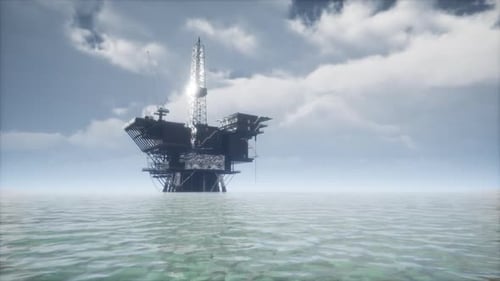 Large Pacific Ocean Offshore Oil Rig Drilling Platform