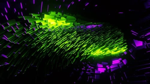 Purple And Green Squares Within Circle Background Vj Loop In 4K