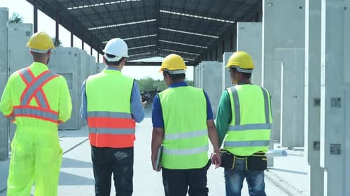 Ingenieur besucht die Baustelle. Bereit, über den Fortschritt von Bauprojekten
zu sprechen