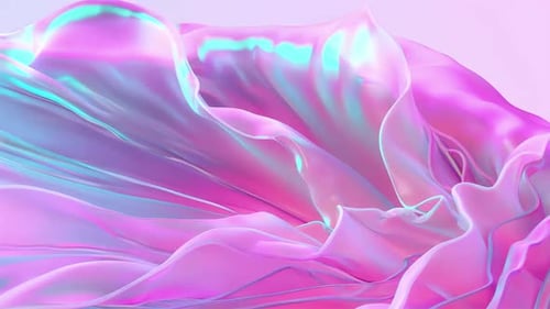Fluid Iridescent Cloth with Pink and Cyan Holographic Effect