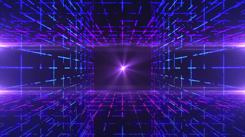 Futuristic Neon Grid Tunnel Technology Background Loop