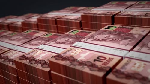 Brazil Real money banknote pack growth up loop