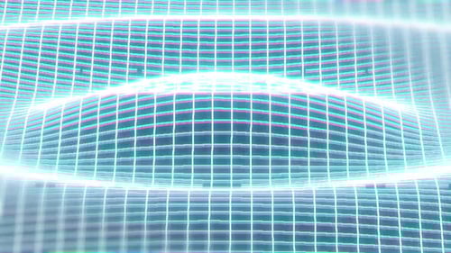 Futuristic Neon Glitch Wireframe Grid Wave Background