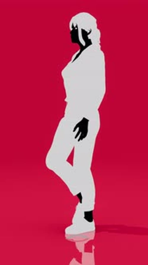 Conceptual 3D animation of a woman suffering from back pain in vertical format