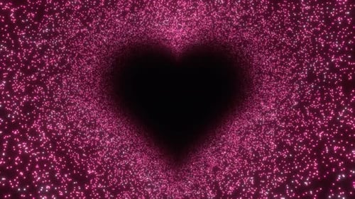 Pink Particles Neon Heart Tunnel Loop Animation