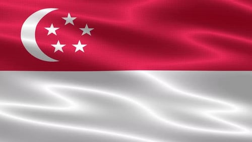 Realistic Waving Singapore National Flag Animation Loop