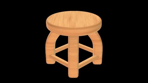 Smooth 3D Wooden Stool Rotation Animation
