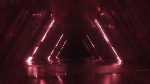 Circuito de túnel de ciencia ficción de neón rojo brillante
