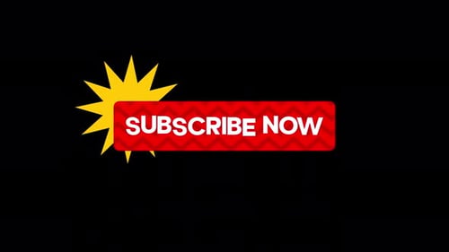 Animierter „Jetzt abonnieren“ -Button mit Starburst auf transparentem Hintergrund