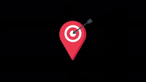 Location Pin with Target Arrow. Targeted Location Concept Animation Video - Transparent