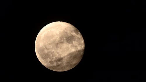 Detailed Full Moon Craters in Black Sky