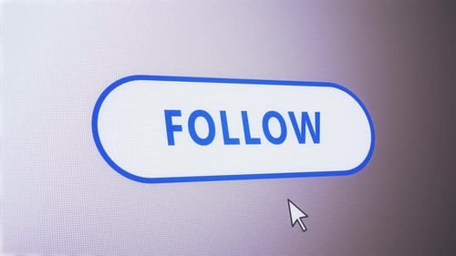 Follow button pressed on computer screen by cursor pointer mouse